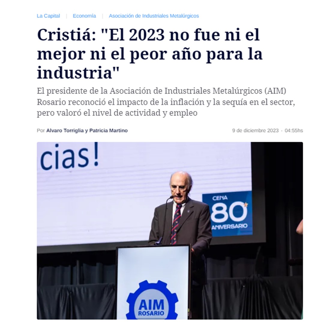 Entrevista al presidente Cristiá en diario "La Capital"